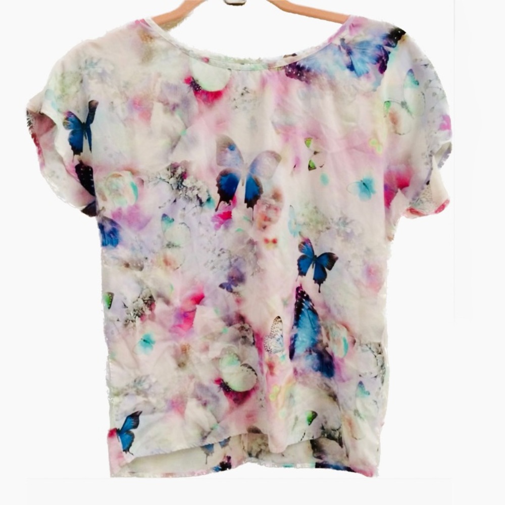 Forever 21 Ethereal Butterfly Watercolor Top